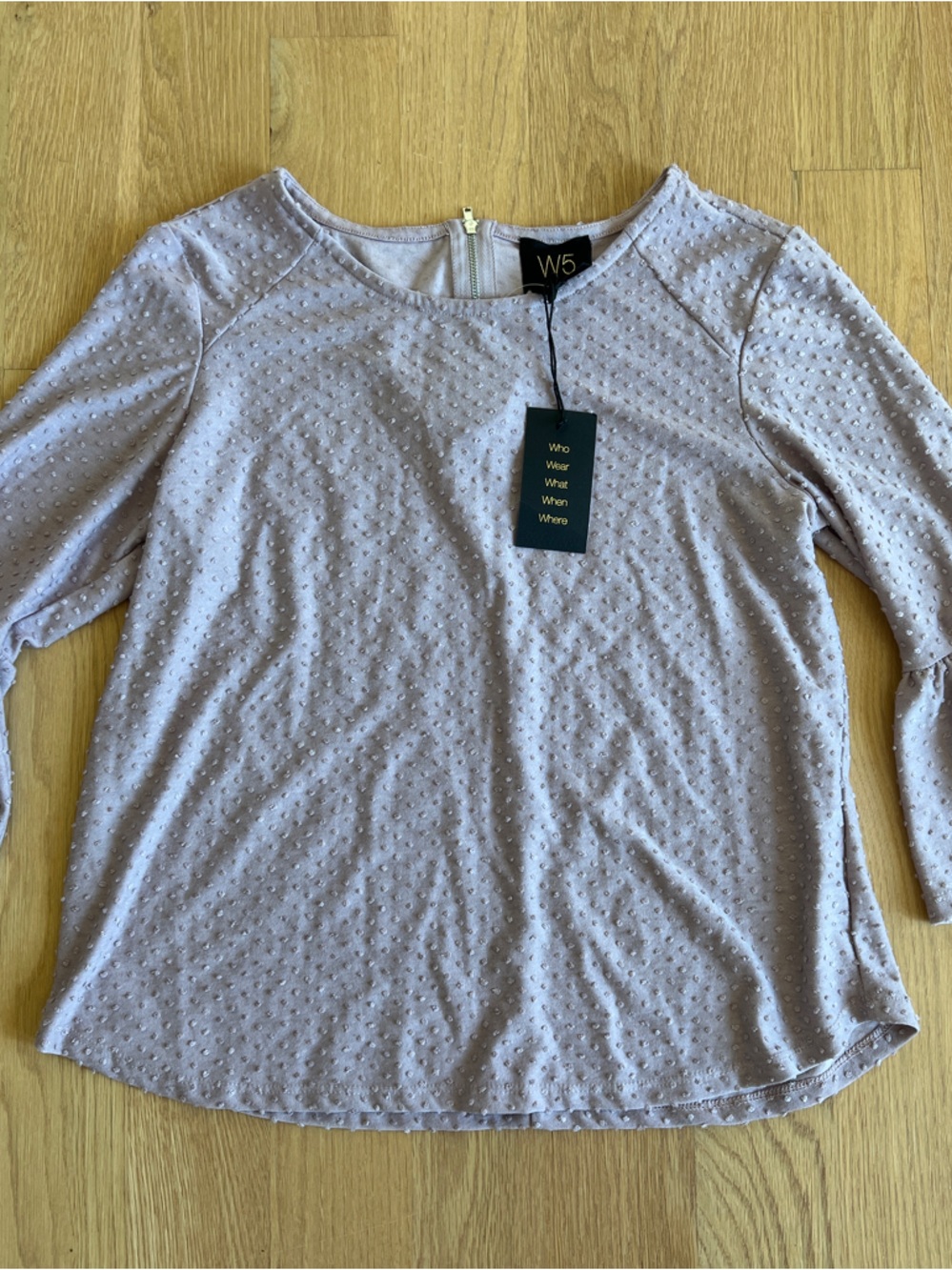 Worthington Light Lavender Swiss Dot Bell Sleeve Top
